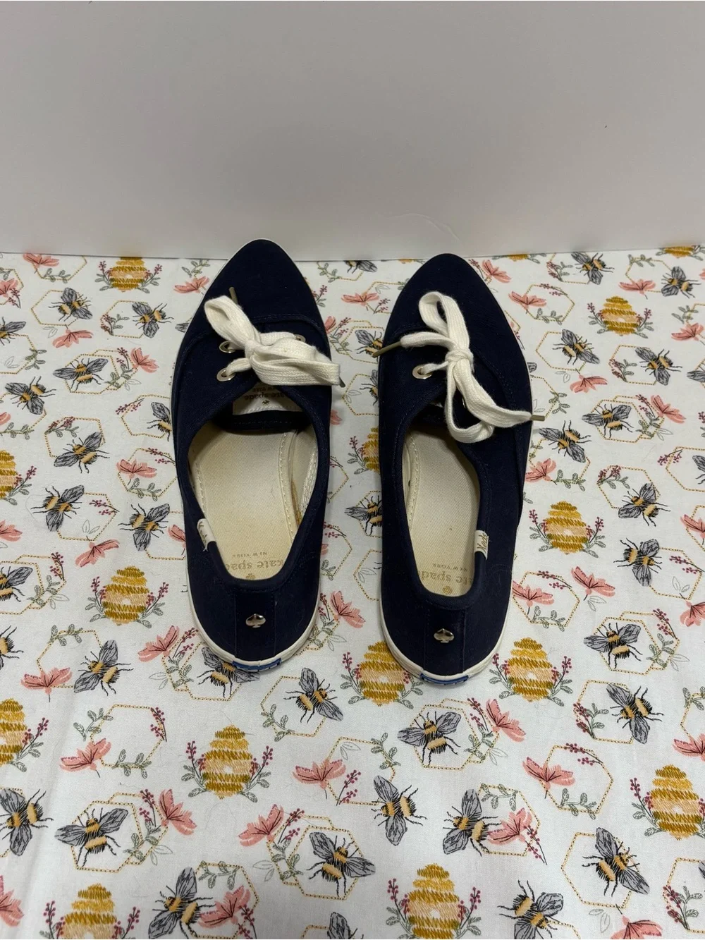 kate spade collaboration with Keds Navy Canvas Sneakers with Cream Accents
